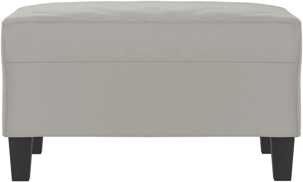 Modern Microfiber Footstool Light Gray 27.6x21.7x16.1 Inches, Sturdy Plywood Frame for Living Room or Bedroom