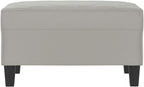 Modern Microfiber Footstool Light Gray 27.6x21.7x16.1 Inches, Sturdy Plywood Frame for Living Room or Bedroom