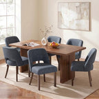 Usaint Upholstered Dining Chairs Set of 4, Modern Fabric Kitchen Chairs | Upholstered Dining Room Chair with Curved Backrest and Rubberwood Frame for Kitchen and Restaurant, Blue