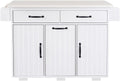 ZOEDO K&K Kitchen Island with Trash Can Storage Cabinet, Kitchen Cart with Drop Leaf, Spice Rack, Towel Rack and Drawer, Rolling Kitchen Island on Wheels with Adjustable Shelf, White