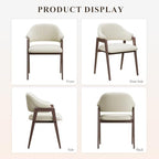 MALOL Wooden Dining Chairs Set of 4, Modern Fabric Upholstered Dining Room Chair, Kitchen Side Chairs, Farmhouse Dinner Chair with Curved Open Back for Kitchen, Beige