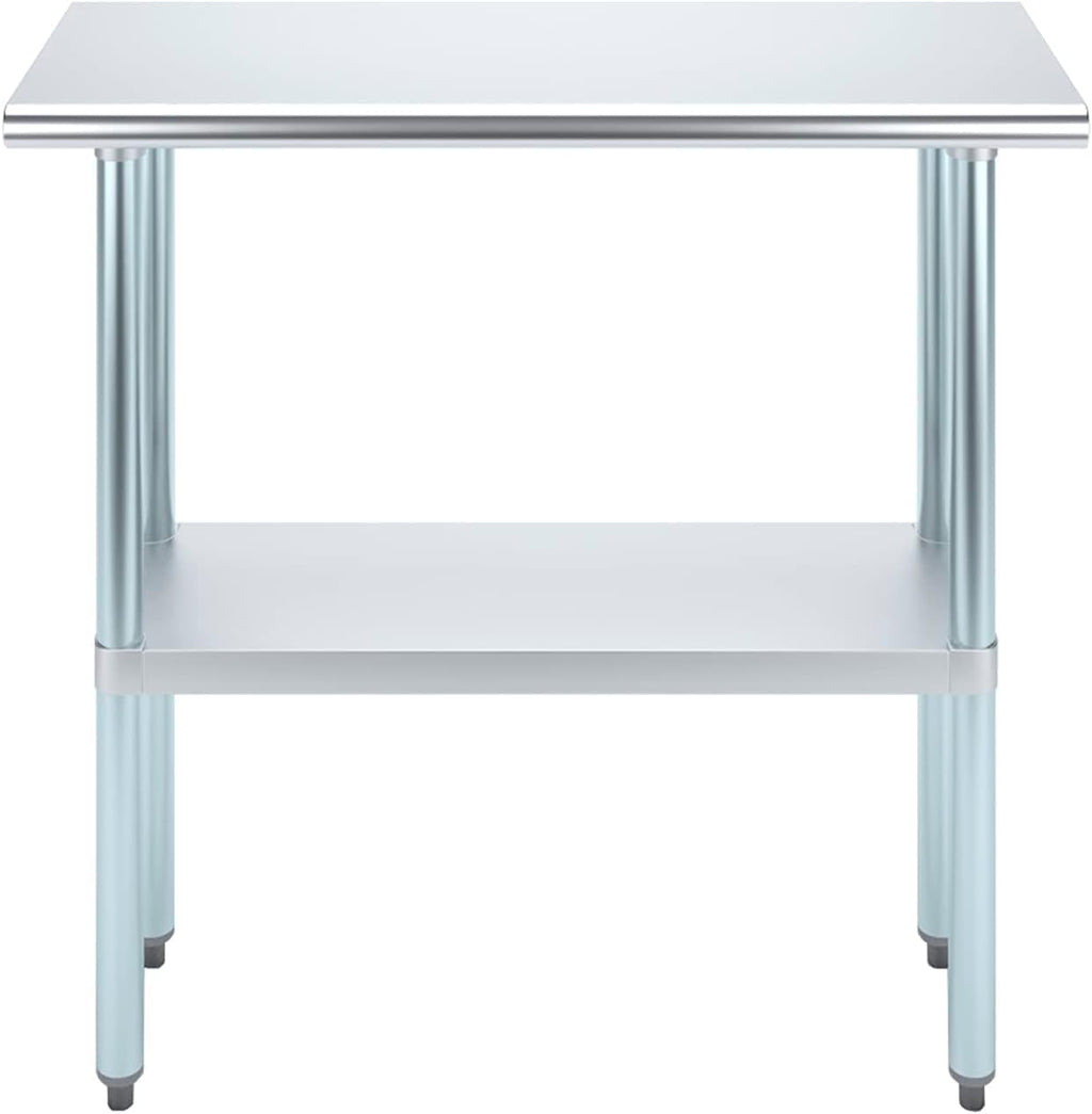 14" x 36" Stainless Steel Prep Table – NSF Certified Heavy Duty Work Table for Home & Commercial Use – Galvanized Undershelf & Legs