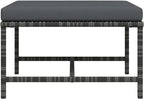 Sectional Patio Footrest, Outdoor Modular Ottoman Footstool with Thick Cushion, Gray PE Rattan Garden Lounge Furniture, Weather-Resistant Steel Frame Seat for Backyard Deck Poolside