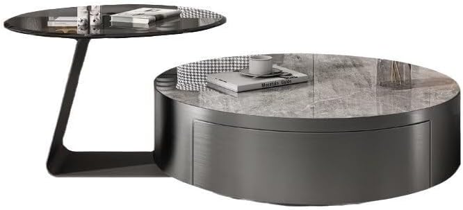 Coffee Tables Rock Slab Coffee Table, Simple Living Room, Italian-Style Small Apartment, Round Side Table, Tea Table Coffee Tables for Living Room(90x90x32cm)