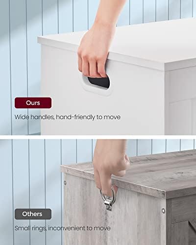 VASAGLE Storage Chest, 29.9 Inches Width Bench with 2 Safety Hinges | Shoe Bench, Farmhouse Style, for Entryway, Bedroom, Living Room, Cloud White, SOFIE Collection ULHS11WT