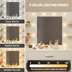 Furmax Vanity Desk with LED Mirror,Power Outlet,7 Drawers Makeup Table | LED Lighted Mirror & Built-in Outlet,7 Drawers and 6 Shelves,Organized Makeup Storage for Bedroom,White