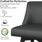 26" Counter Height Swivel Bar Stools, Set of 4, Black Grey | Faux Leather Upholstered Counter Barstools with Backs, Solid Wood Legs for Kitchen Island, Home Bar Chairs