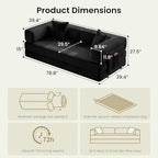 78.8" Convertible Futon Sofa Bed, Couch for Living Room | Corduroy Loveseat Sleeper Sofa, Modular Futon Couch with Storage Pocket, Pull Out Couch No Assembly | Black
