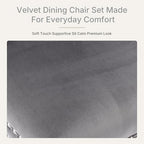 Gray Velvet Dining Chairs Set of 6, Fabric Upholstered Kitchen & Dining Room Chair, Tufted Mid Century Modern Dinning Room Chairs, High Back, Wood Legs, Sillas de Comedor