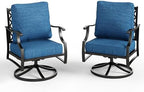 MIXPATIO, 2 Pack, Swivel Rocking Chairs, Metal, Peacock Blue | 31.5"D x 28.35"W x 35.03"H, 5.75" Thick Cushions, High Back, All Weather, 360° Swivel, E-Coated and Powder-Coated Frame
