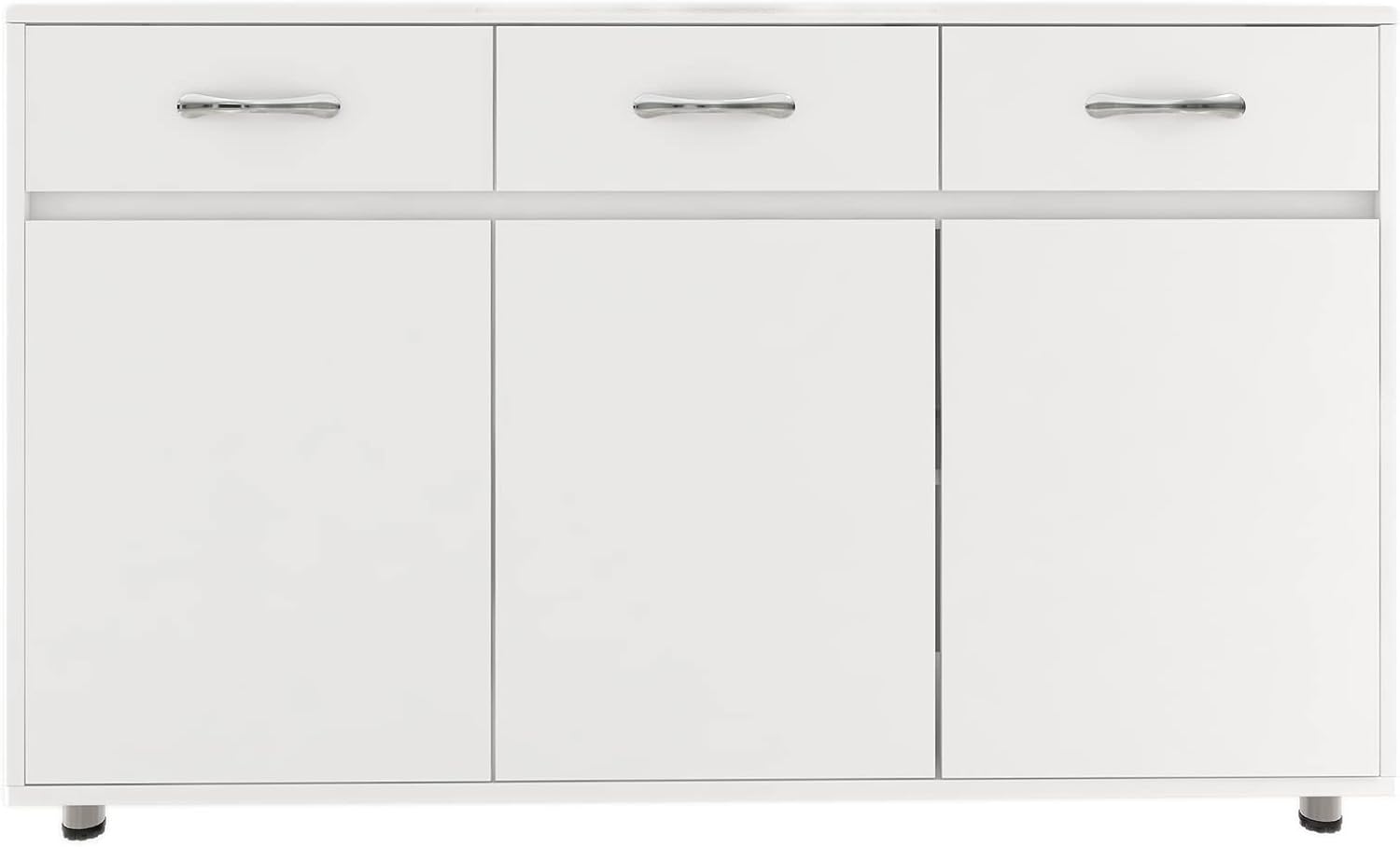 Storage Drawer File Cabinet Side Cabinet Entryway Console Side Tables with Three Drawers and Three Doors for Office or Kitchen Room (Three Doors, White)