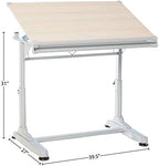 Stand Up Desk Store Adjustable Height and Angle Drafting Table Drawing Desk with Large Surface (Silver Frame/Birch Top, 40" W X 26" D)