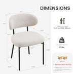 Upholstered Dining Chairs Set of 4, Modern Fabric Kitchen Chairs with Curved Backrest and Cushioned Seat, Sturdy Metal Legs, Modern Dining Chairs for Kitchen Dining Room, Living Room,Beige