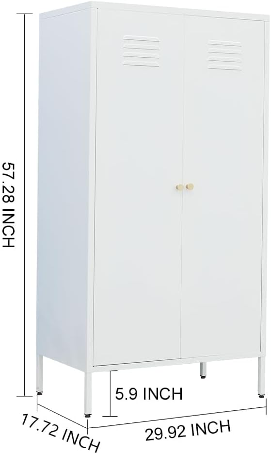 Metal Storage Cabinets with Magnetic Doors, Steel Locker with Adjustable Shelf, Locker Storage Cabinets for Garage, Office