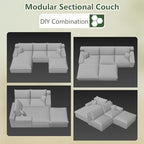 107" Cloud Couch Modular Sectional Sofa for Living Room, U-Shape Couch with Deep Seat, Modern Corduroy 3-Seater with Ottoman, No Assembly Required (Green,Left-Facing Chaise)