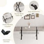 Glass Dining Table 71"｜Modern Dining Table for 6｜0.4" Thick Tempered Glass Top｜Matte Black Metal Legs｜Grey Crossbar｜Easy Assembly｜Perfect for Dining Room or Kitchen