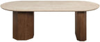 Acme Leonardo Dining Table in Travertine Top & Dark Oak