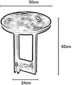 Telephone Table, Marble Sofa Side Table Nordic Luxury Round Coffee Table Telephone Table Bedroom Bedside Table Leisure Table 5062CM(Color:Silver)