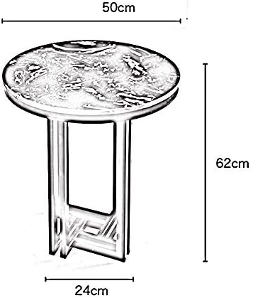 Telephone Table, Marble Sofa Side Table Nordic Luxury Round Coffee Table Telephone Table Bedroom Bedside Table Leisure Table 5062CM,Silver