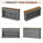 Miereirl 63" Console Table with Drawers & LED Light, Brown & Dark Grey