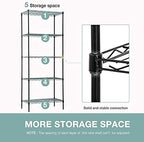PayLessHere 14" D×24" W×60" H Wire Shelving Unit Metal Commercial Shelf with 5 Tier Layer Rack Strong Steel for Restaurant Garage Pantry Kitchen Garage，Black