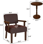 FAGAGA Accent Chairs Set of 2, 2 Solid Wood Armchairs with Table