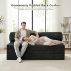 5-in-1 Convertible Sofa Bed, Couch Loveseat with Removable Cushions & Washable Cover, Futon Sofa Bed with Handle, Pull Out Couch for Small Spaces, Queen Size, Black
