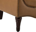 HULALA HOME Mid Century Modern Genuine Leather Accent Chair Set of 2, Camel | Button Tufted Leather Armchairs, Upholstered Club Chairs with Nailhead Trim, Solid Wood Legs,for Living Room Bedroom