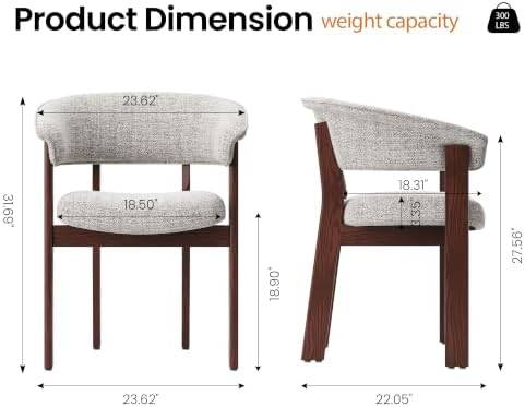 COLAMY Fully Assembled Upholstered Dining Chair, Solid Red Oak Wood Kitchen Side Chair, No Assembly Required Modern Farmhouse Dining Room Accent Seating, Single Pack,Set of 1