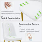 Modern Dining Chairs Set of 4,Upholstered Dining Room Chairs,Kitchen Chairs with Soft Backrest & Gold Metal Legs,Armless Dining Chairs for Kitchen Dining Living Room, White