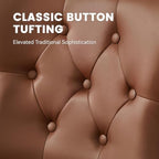Eifizek Upholstered Dining Chairs Set of 4, PU Leather Button Tufted Parsons Side Chairs with Solid Wood Legs, Mid-Century Modern Accent Dining Room Chairs for Kitchen Restaurant & Living Room, Brown