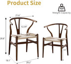Y Wishbone Chair, Solid Ash Wood Dining Chair (Walnut) | Handwoven Paper Cord Seat, 300 LBS Capacity, Non-Slip Felt Pads, Curved Armrests, Ergonomic Y Back, Fully Assembled