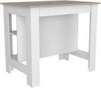 Kitchen Island with Three Shelves Light Gray/White Finish | Tabletop with silver nanoparticles protective film for hygiene