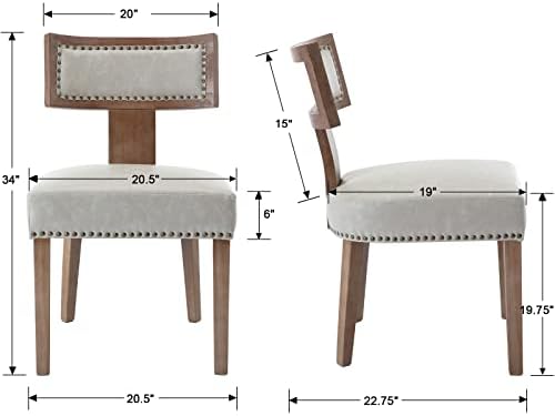 RIVOVA Mid Century Modern Dining Chairs Set of 4, Farmhouse Dining Chairs with Nailhead Trim, Faux Leather Upholstered Dining Room Chairs Kitchen Chairs with Wood Legs, Grey