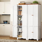 Function Home 72" Kitchen Pantry Cabinet, Freestanding Storage Cabinets, Tall Food Pantry with Doors and Adjustable Shelves, Utility Floor Cabinet for Kitchen Dining Room Living Room, White