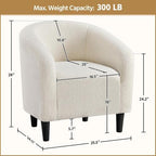 Yaheetech Compact Sherpa Accent Chairs Set of 2 for Small Spaces, Ivory | Compact Cozy Barrel Chairs with a Curved Silhouette, Upholstered Furry Armchair for Small Spaces, Living Room Bedroom Corner