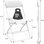 Plastic Folding Chair 10 Pack, White Foldable Chairs with 350 lbs Capacity, Indoor Outdoor Heavy Duty Metal Folding Chairs, Portable Chairs for Home, Office, Party, Wedding,Patio