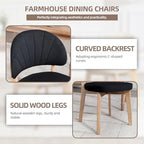 Modern Fabric Upholstered Dining Chairs Set of 4, Farmhouse Curved Back Armless Accent Chairs with Solid Oak Wood Legs, Walnut Kitchen Side Chairs for Dining Room, Bedroom/Restaurant, Black