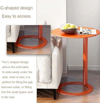 C-Shaped Round Side Table for Living Room, Bedroom, and Office - Metal Coffee and Bedside Table (Orange, 18.9 * 18.9 * 27.2in)