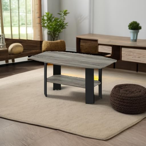 Furinno Simple Design Coffee Table, French Oak Grey/Black