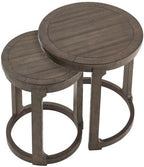 2pcs Vintage Wooden Nesting Side Table, Open Frame Round End Table | Space-Saving Stackable Small Accent Coffee Table for Couch Corner Farmhouse Home Decoration, Dark Brown
