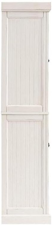 HomeStock Kitchen Pantry Cabinet - Large Storage, Adjustable Shelves, Distressed White Finish