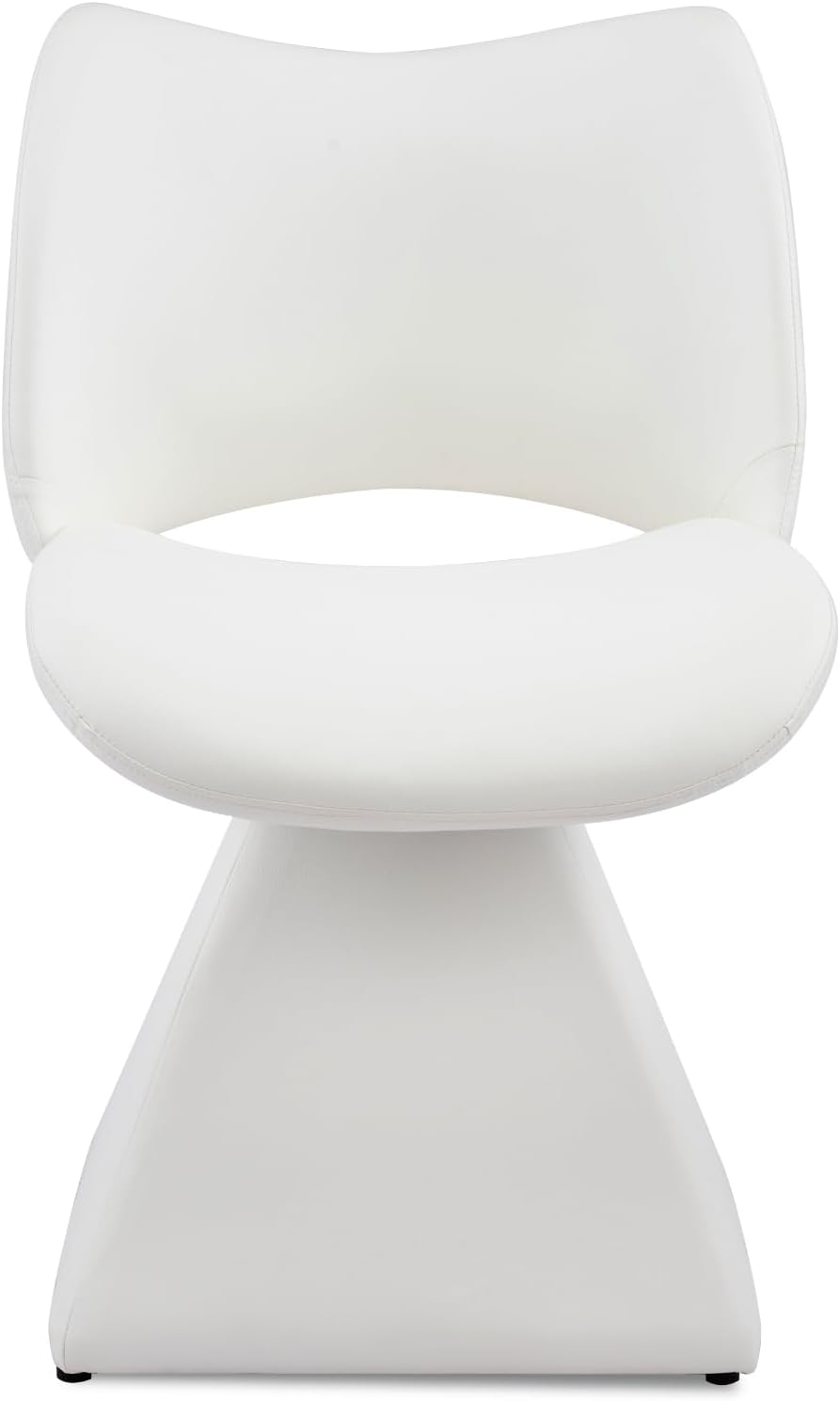 Swivel Dining Chair, Modern Faux Leather Kitchen Chair, Upholstered Armless Side Chair with Metal Base for Dining Room, Desk, Vanity, 1 PCS (White)