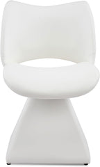 Swivel Dining Chair, Modern Faux Leather Kitchen Chair, Upholstered Armless Side Chair with Metal Base for Dining Room, Desk, Vanity, 1 PCS (White)