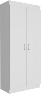 Spacious White Pantry Cabinet: 5 Shelves, 3 Door Shelves