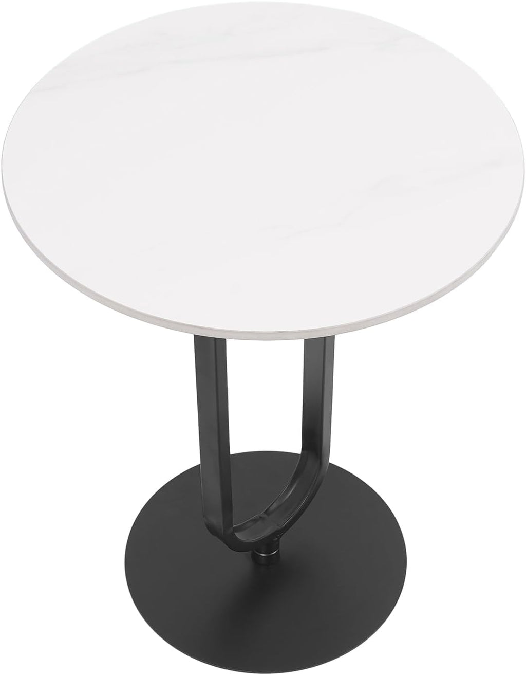 Marble White Side End Table, White Round Coffee Table Sofa Side Table Modern End Table Pedestal Table Simple Style for Living Room Balcony 18 inch