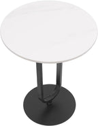 Marble White Side End Table, White Round Coffee Table Sofa Side Table Modern End Table Pedestal Table Simple Style for Living Room Balcony 18 inch