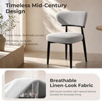 Dining Chairs Set of 4, Modern Upholstered Fabric Dining Chairs | Thick Padded Seat, Textured Fabric, Curved Back, Metal Frame, Dining Room, Kitchen, Breakfast Nook, Restaurant, Soft Gray