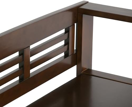 SIMPLIHOME Adams 48" Wide Solid Wood Storage Bench in Medium Brown