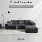 ovios 104" Cloud Couch with L-Shape Chaise,Modern Sectional Modular Sofa with Deep Seat, Upholstered Couches for Living Room Bedroom,No Assembly Required, Grey (Plush Corduroy Fabric)